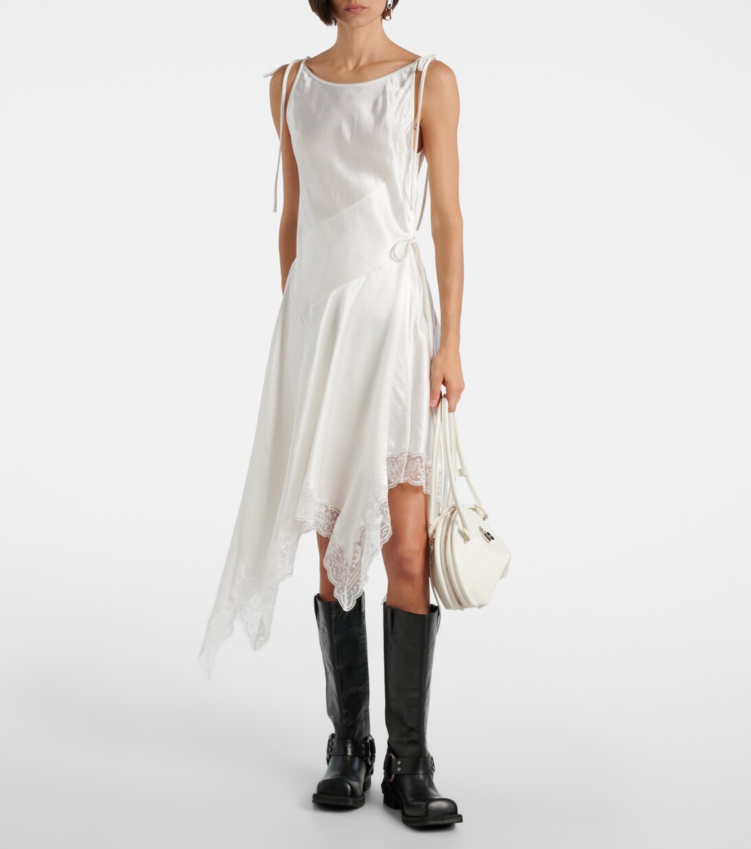 Robe midi asymétrique en satin | Acne Studios