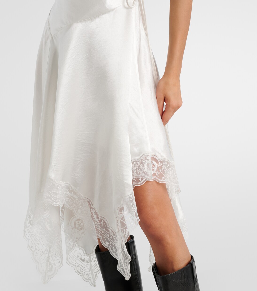 Robe midi asymétrique en satin | Acne Studios