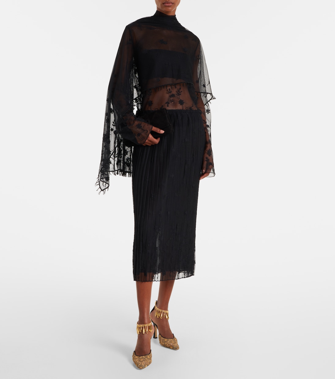 Harnicus 105 leather-trimmed lace pumps | Manolo Blahnik