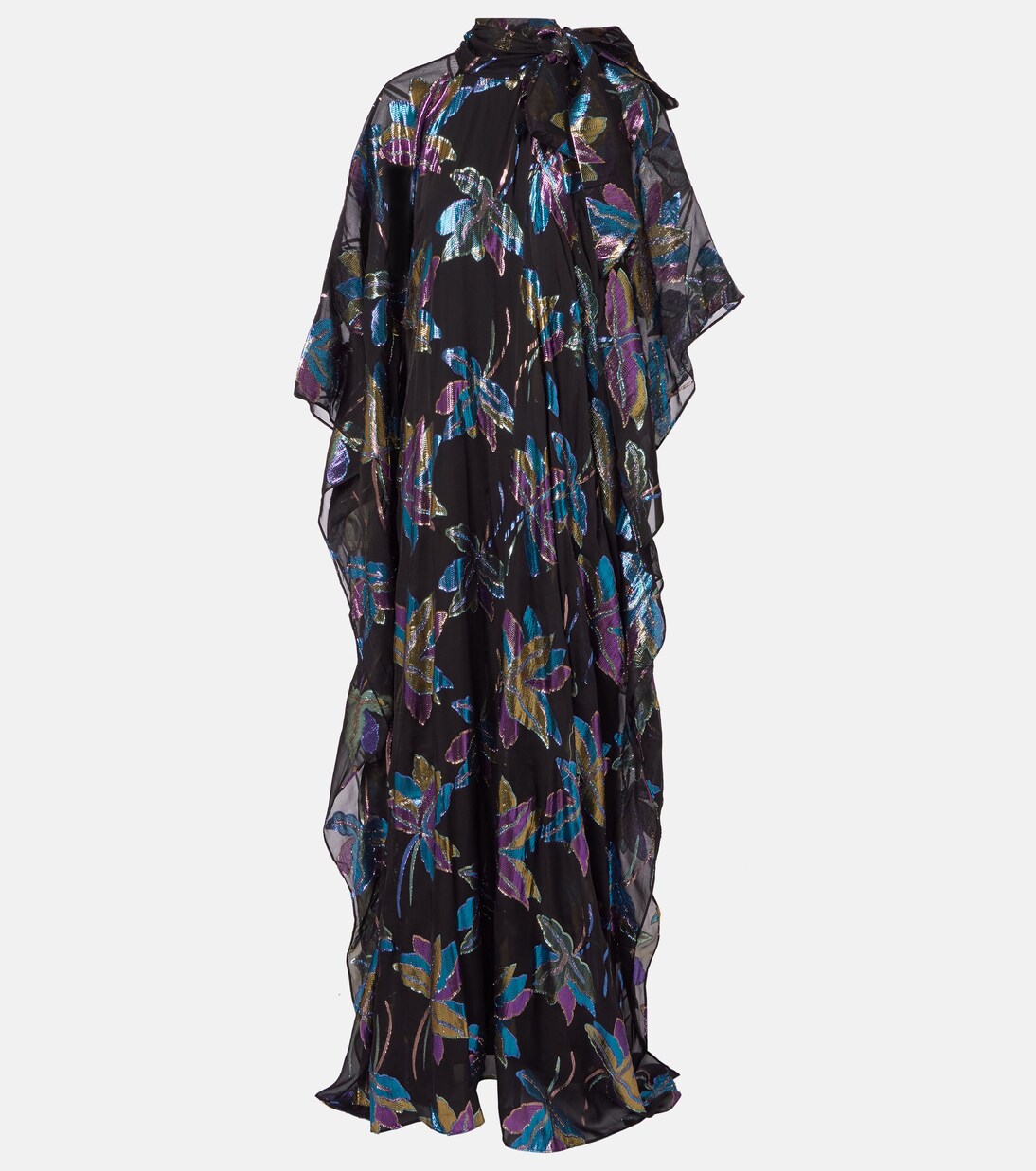 Stevie tie-neck silk-blend lamé kaftan | Taller Marmo