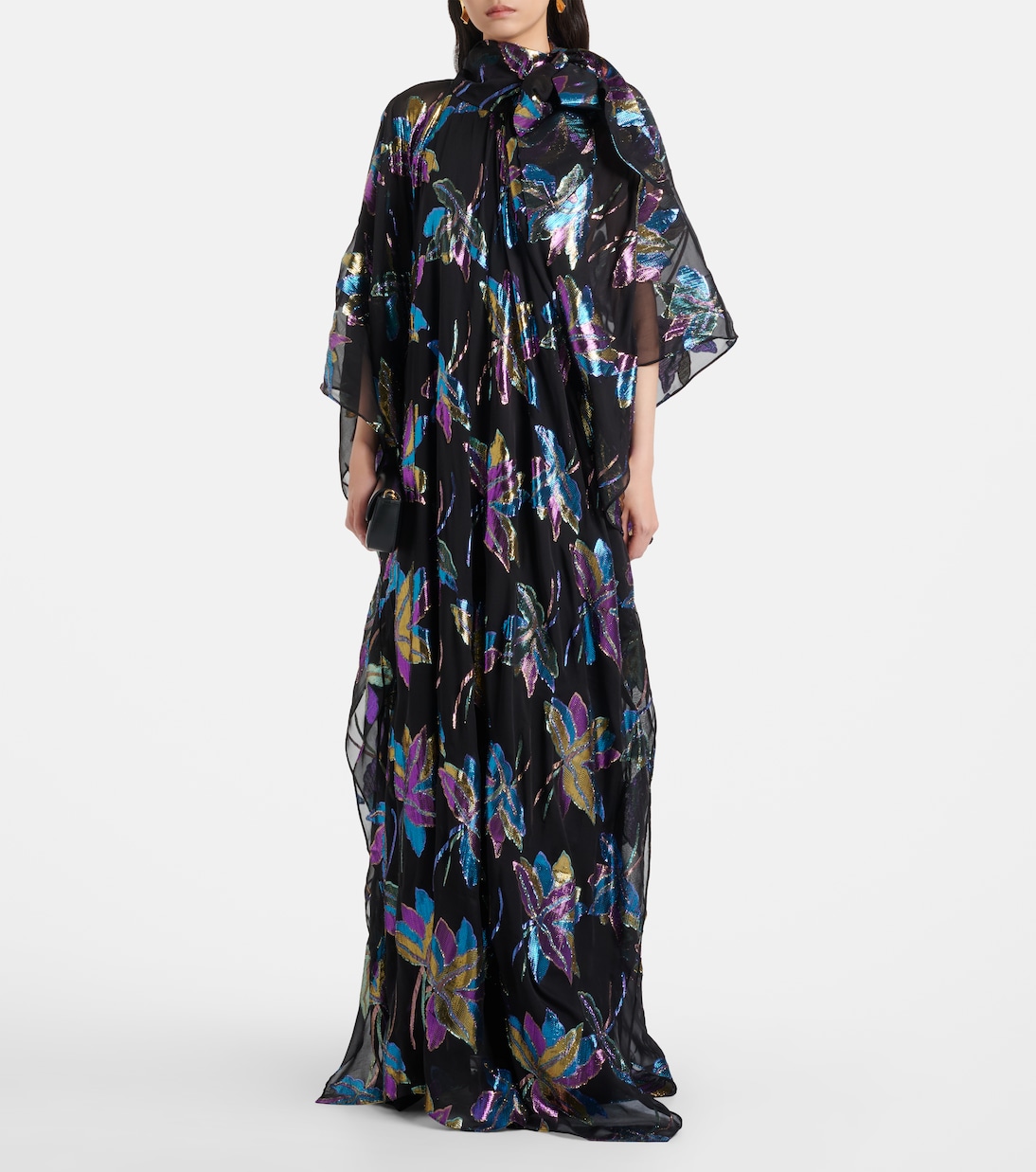 Stevie tie-neck silk-blend lamé kaftan | Taller Marmo