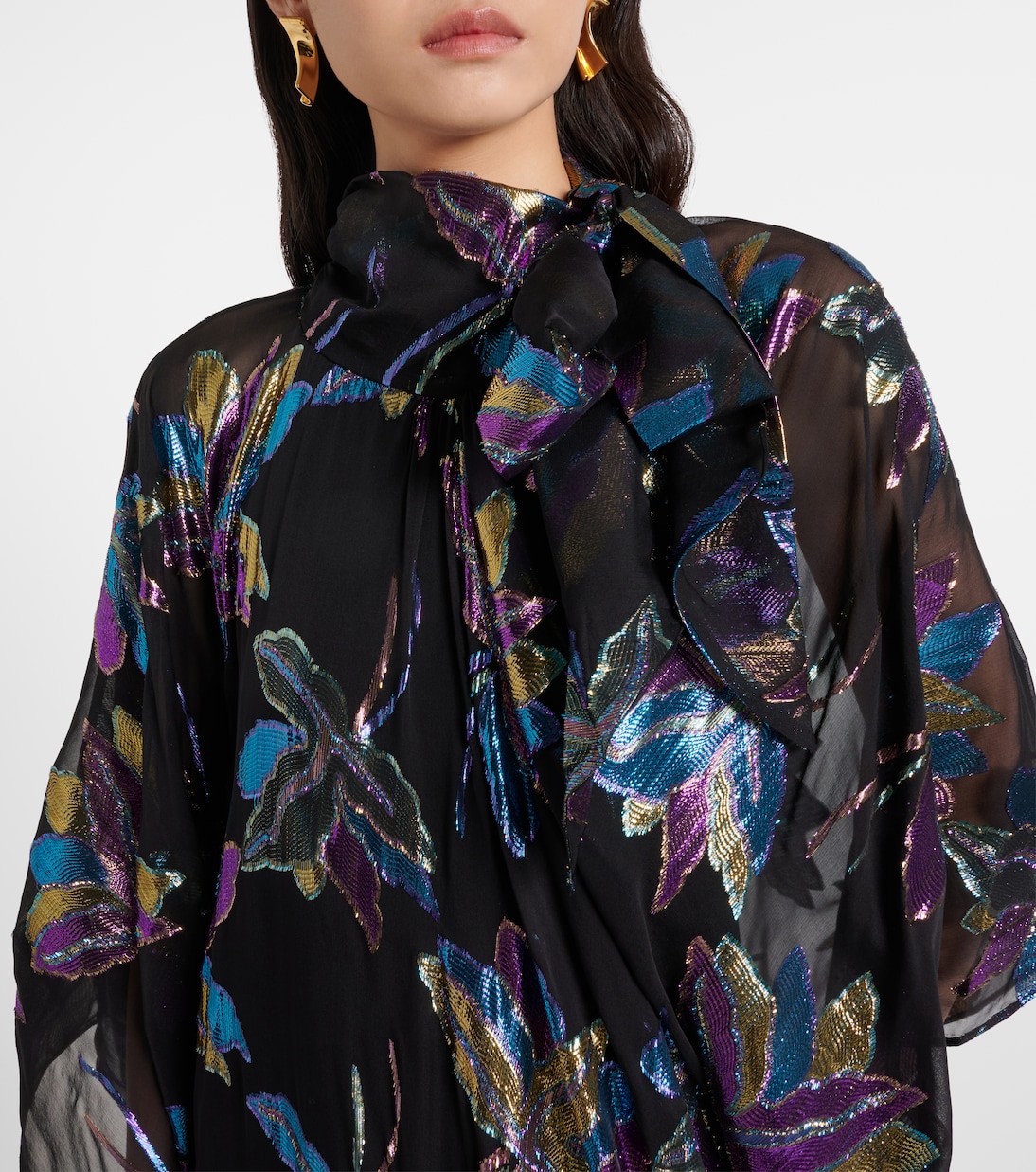 Stevie tie-neck silk-blend lamé kaftan | Taller Marmo