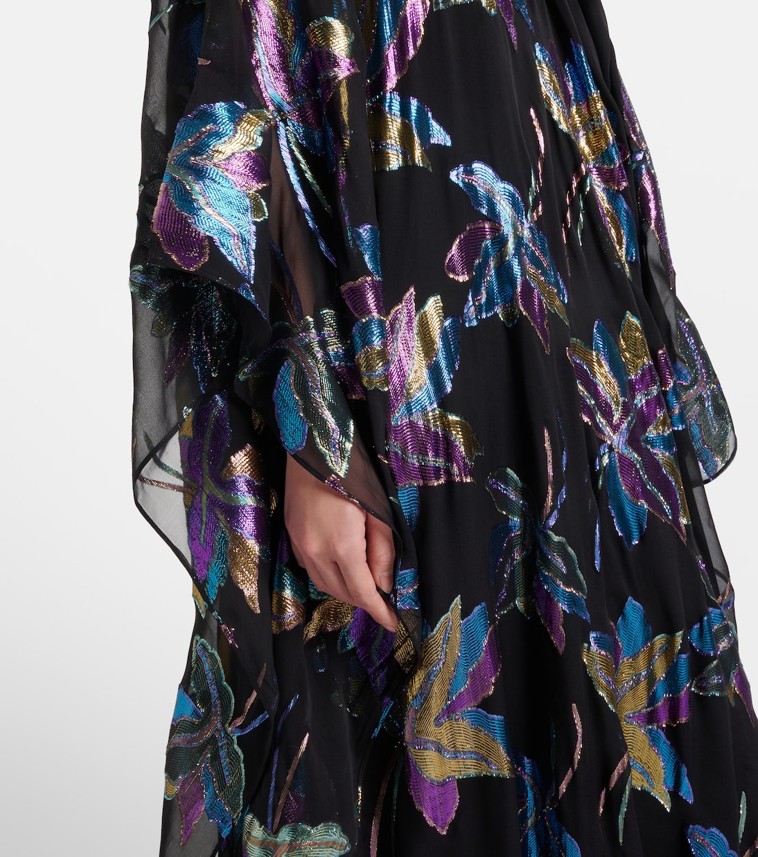 Stevie tie-neck silk-blend lamé kaftan | Taller Marmo