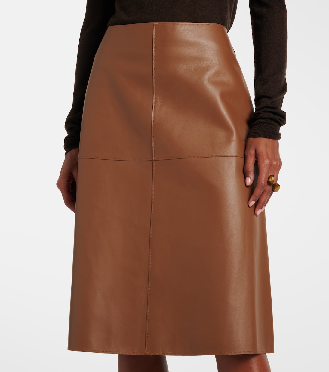 Falda midi Niven de piel  | Joseph