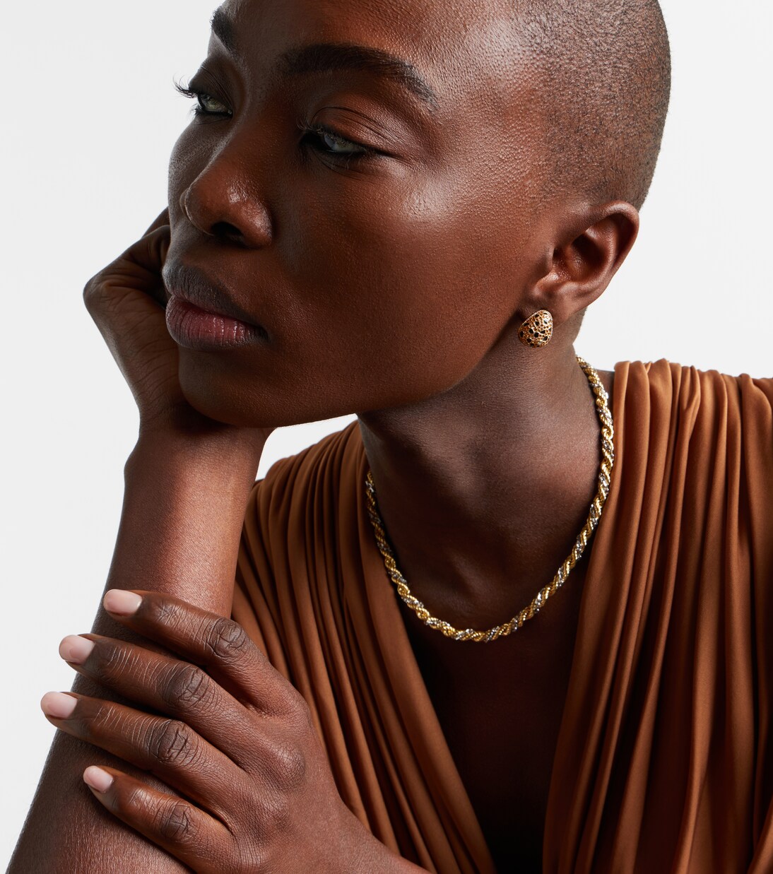 Ohrringe Poire Lynx aus 9kt Gelbgold (375/1000) mit Emaille, Diamanten und Citrin | Yvonne Léon