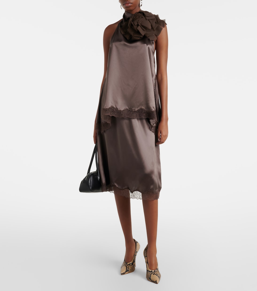 Top aus Seidensatin mit Spitze | Magda Butrym