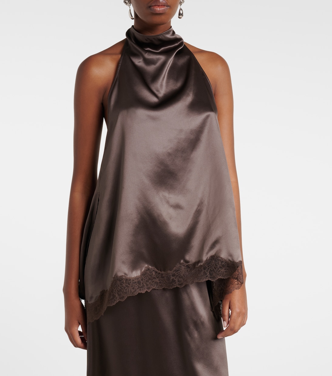 Top aus Seidensatin mit Spitze | Magda Butrym