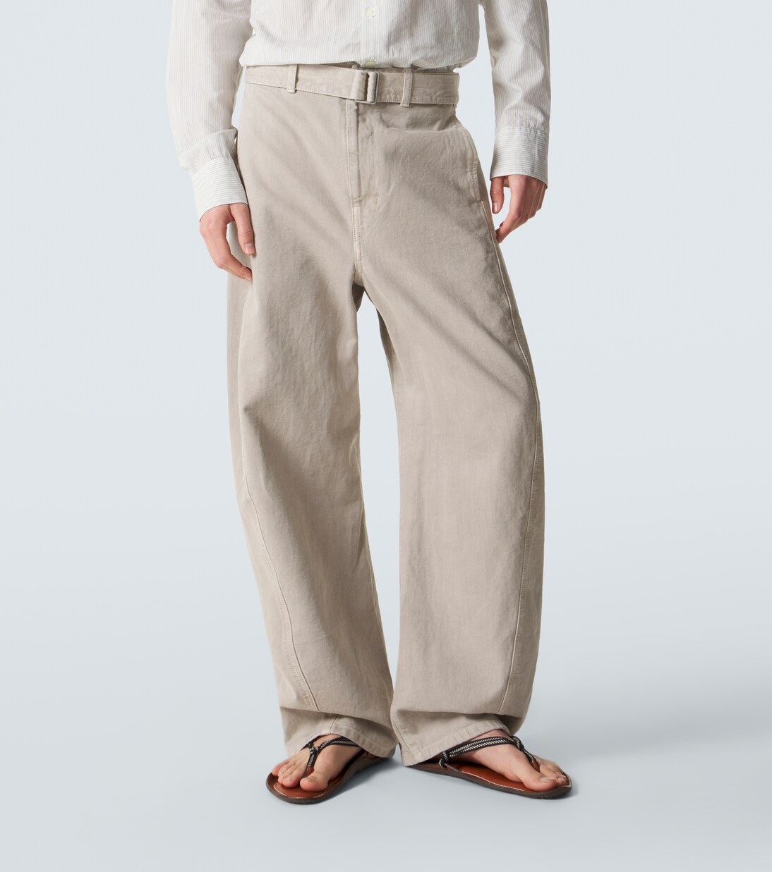 Twisted belted cotton twill pants | Lemaire