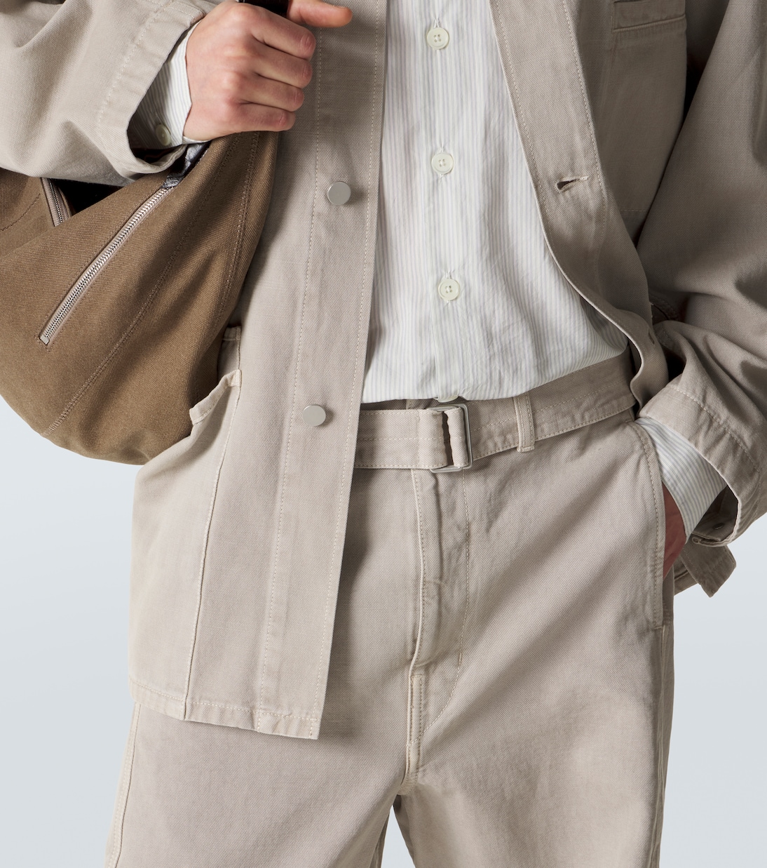 Twisted belted cotton twill pants | Lemaire