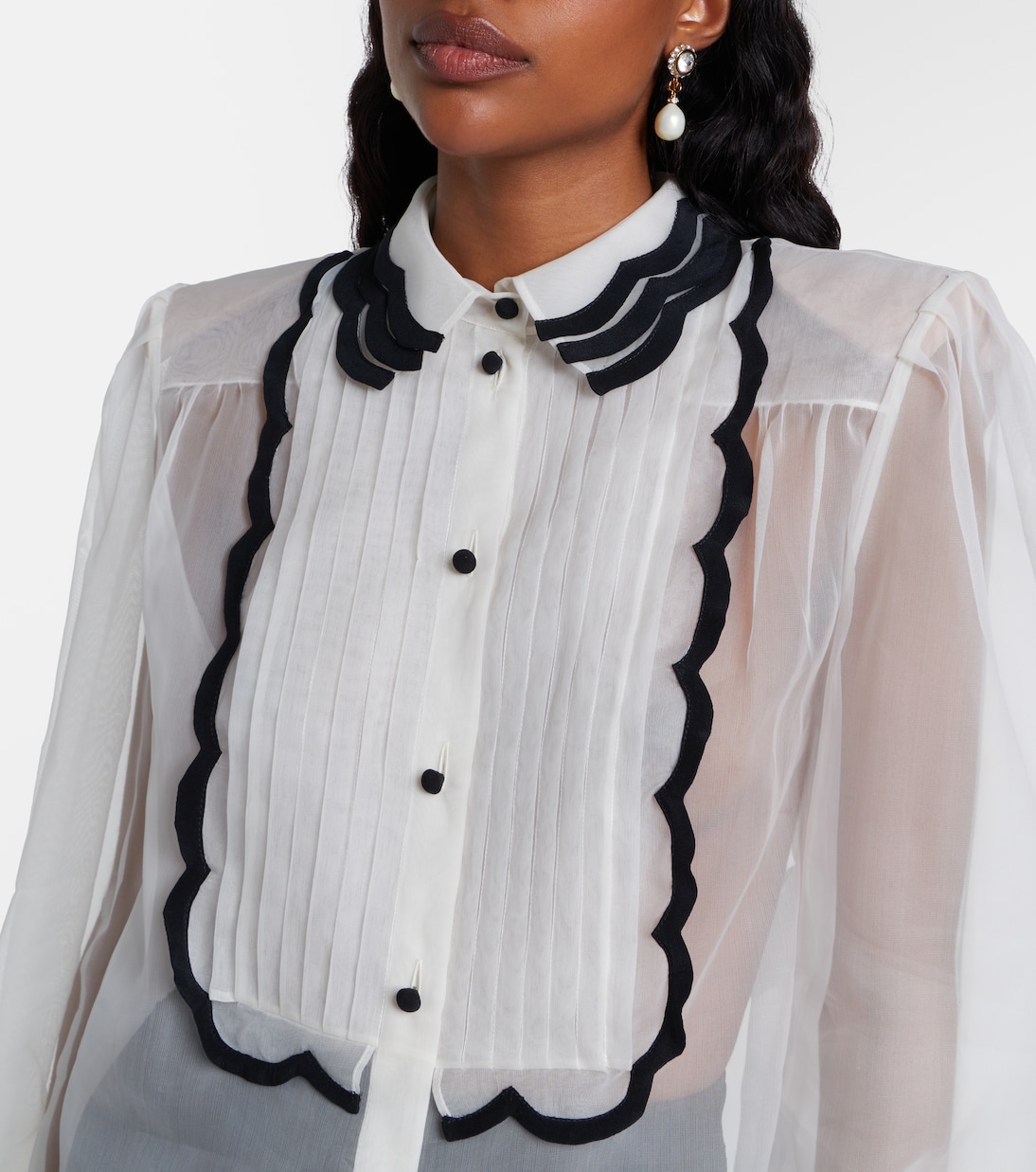 Sheer silk organza blouse | Valentino