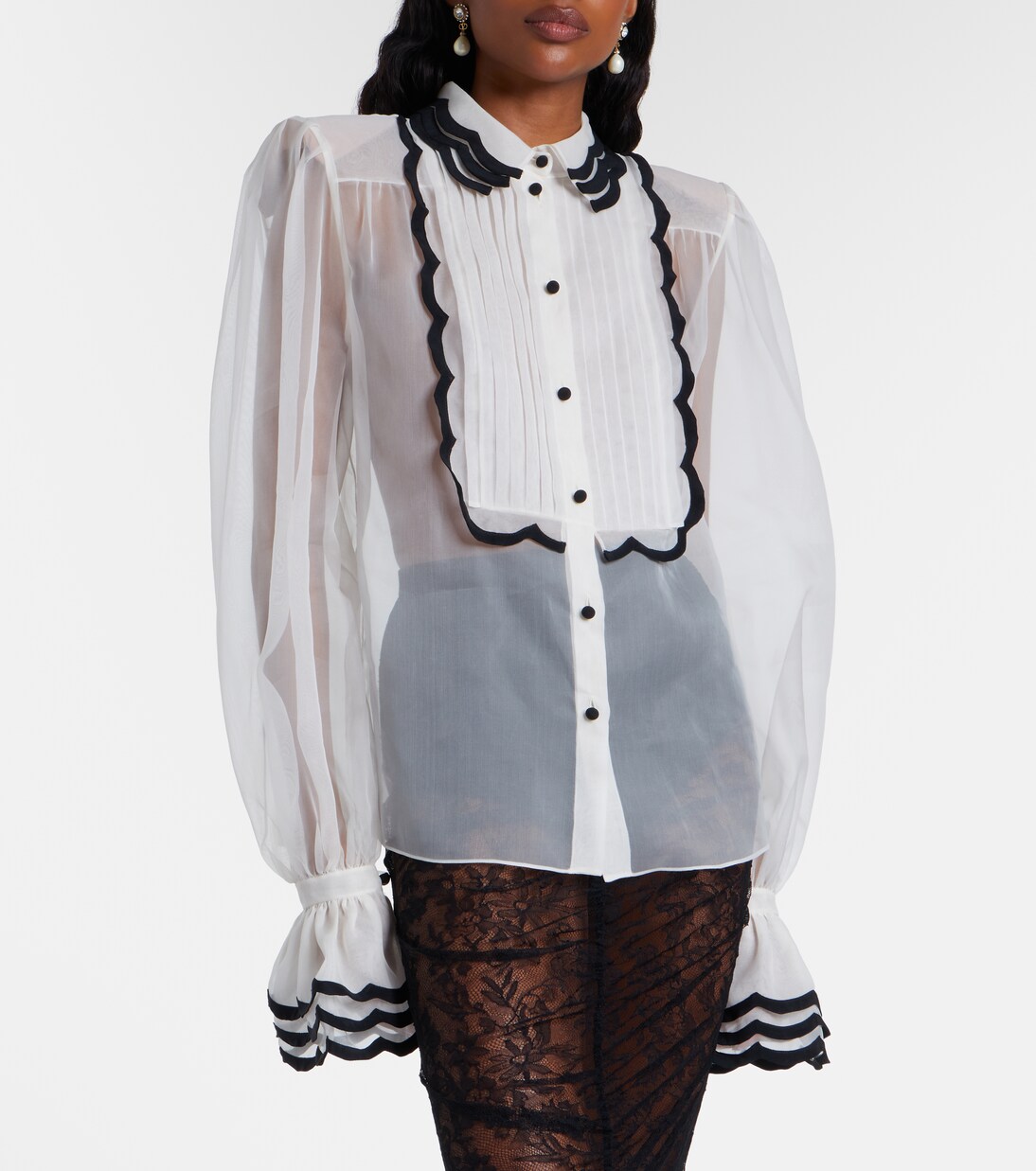 Sheer silk organza blouse | Valentino