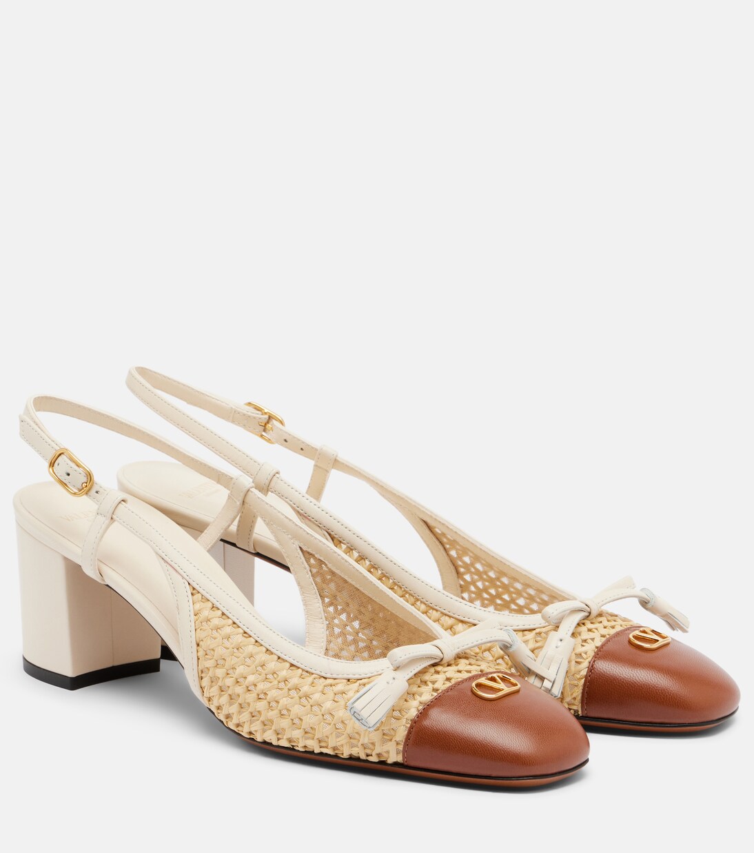 Valet Du Roi leather-trimmed slingback pumps | Valentino Garavani