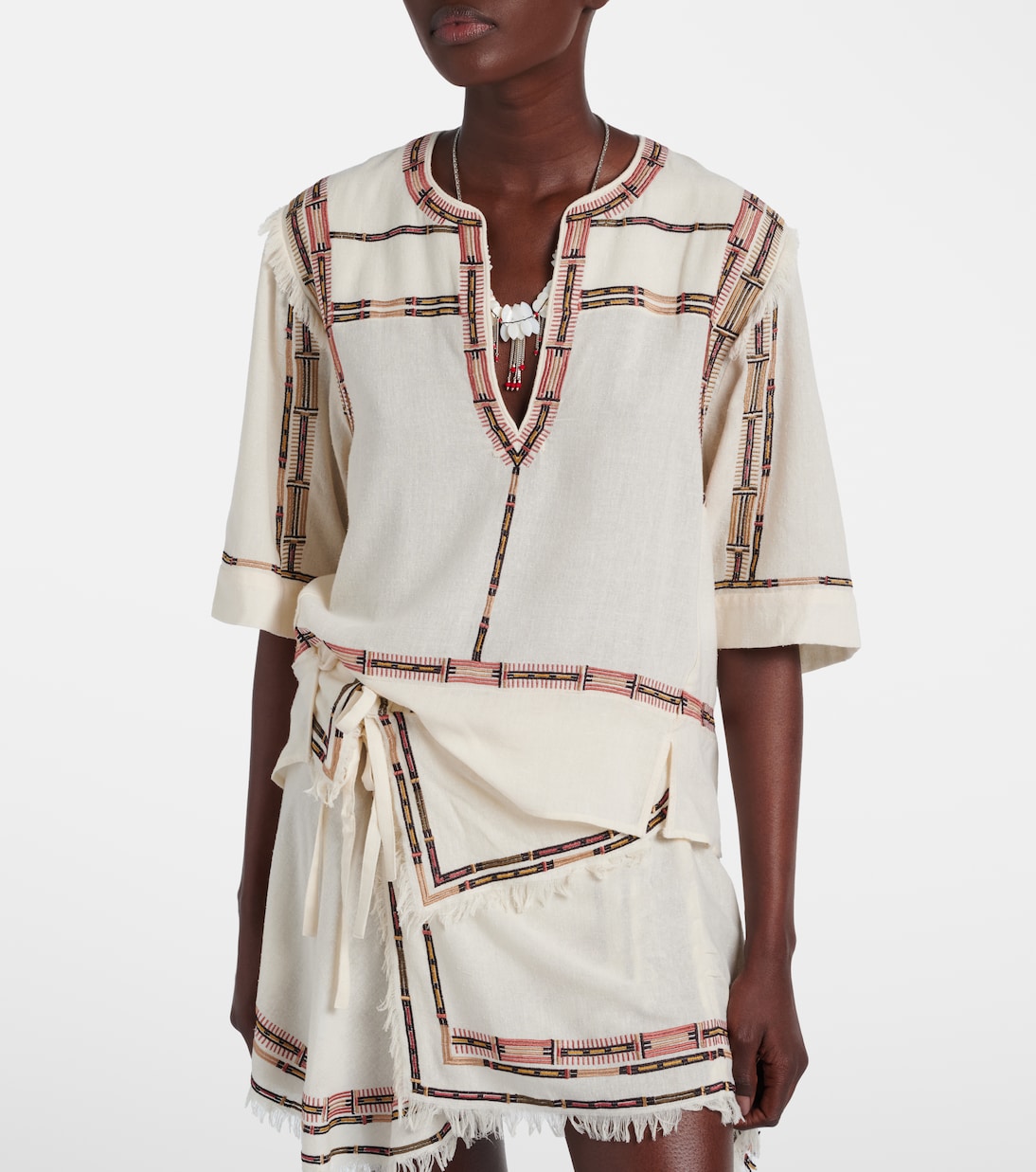Fiosa embroidered fringed silk top | Isabel Marant