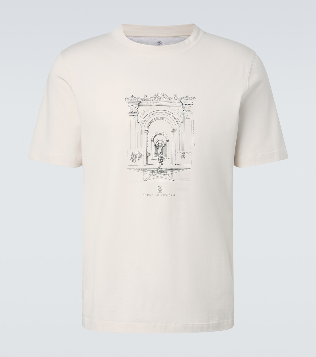 تي شيرت من القطن الجيرسيه مطبوع | Brunello Cucinelli