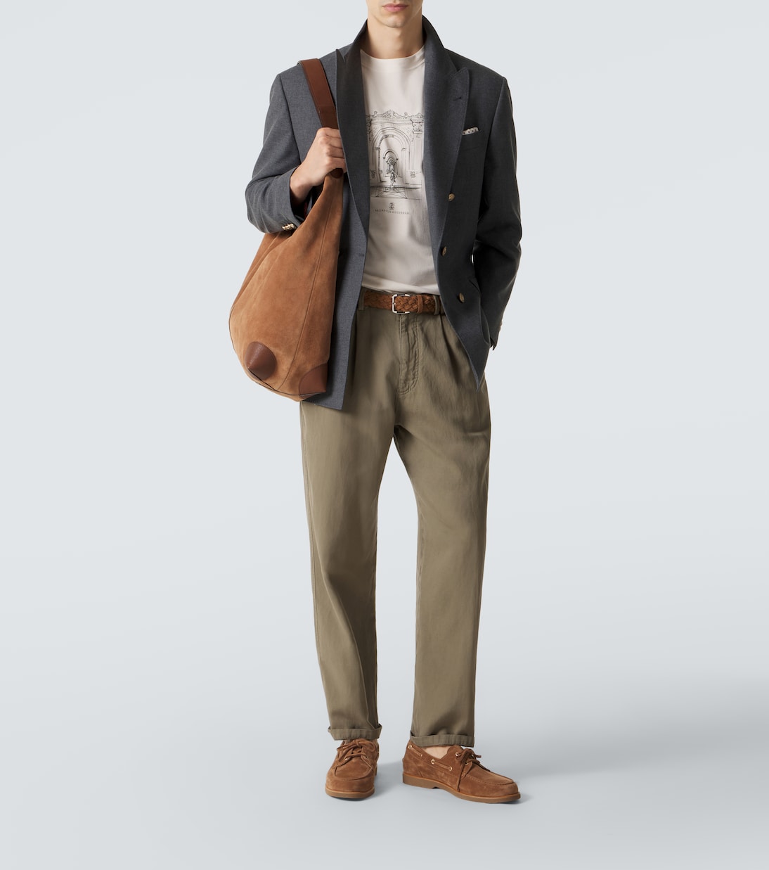 تي شيرت من القطن الجيرسيه مطبوع | Brunello Cucinelli