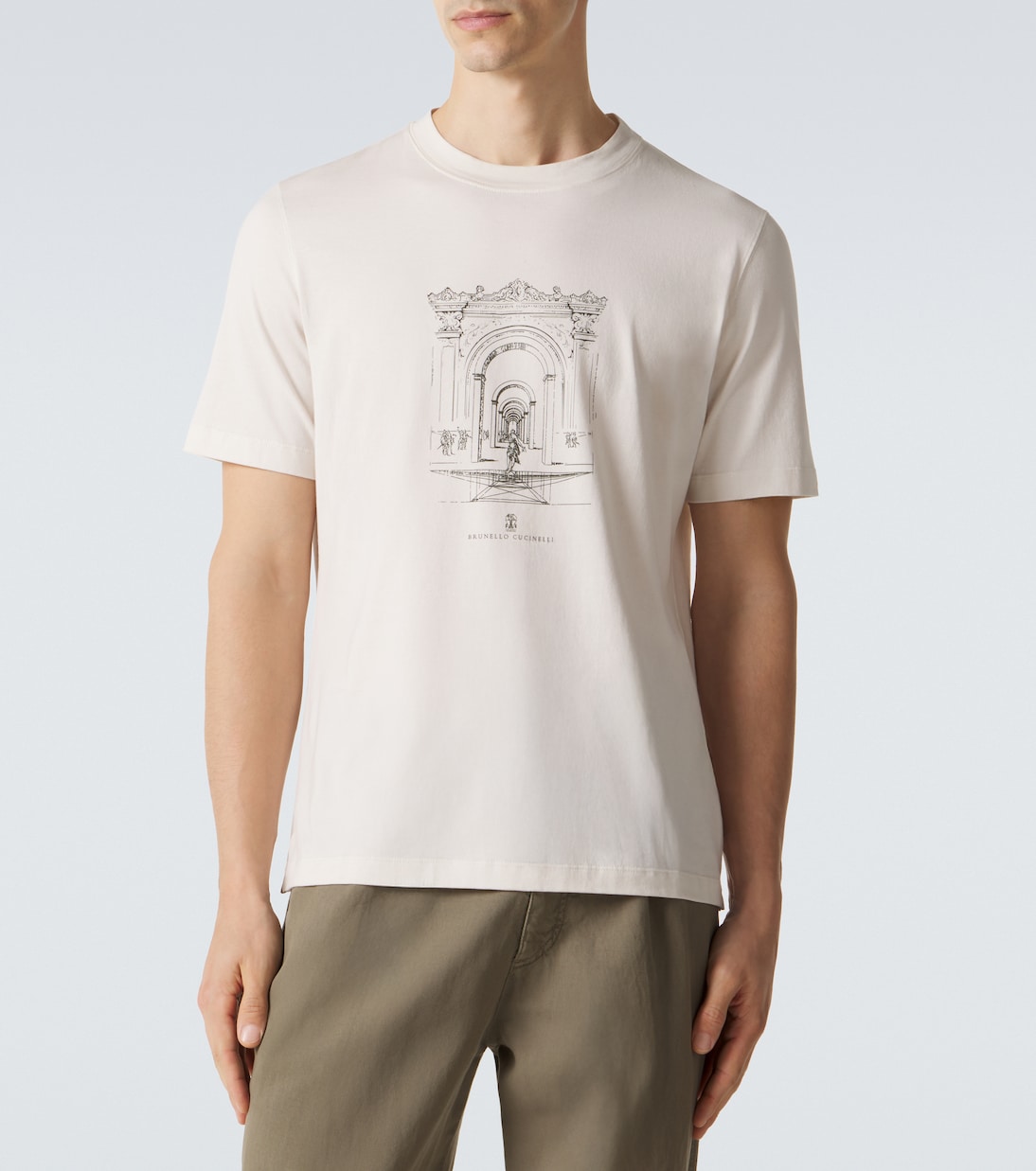 تي شيرت من القطن الجيرسيه مطبوع | Brunello Cucinelli