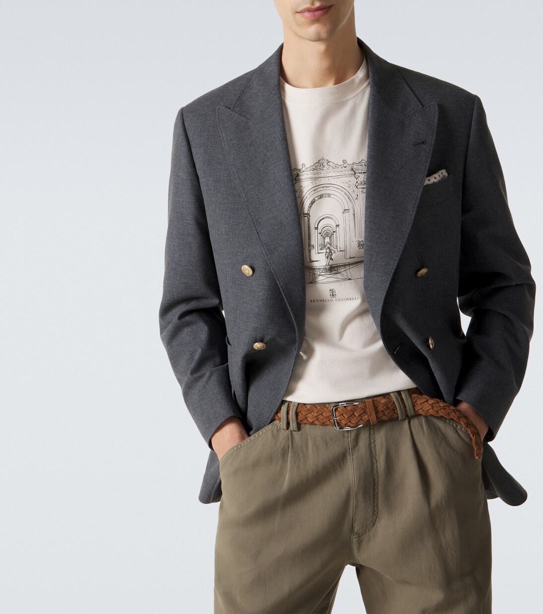 تي شيرت من القطن الجيرسيه مطبوع | Brunello Cucinelli