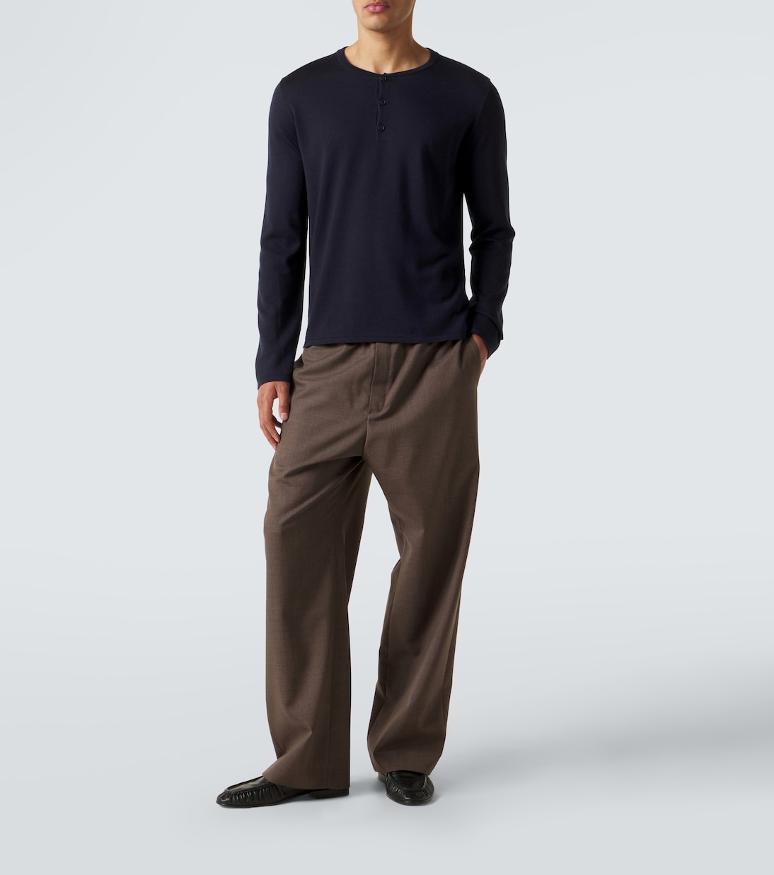 Ayan cashmere and silk Henley shirt | The Row