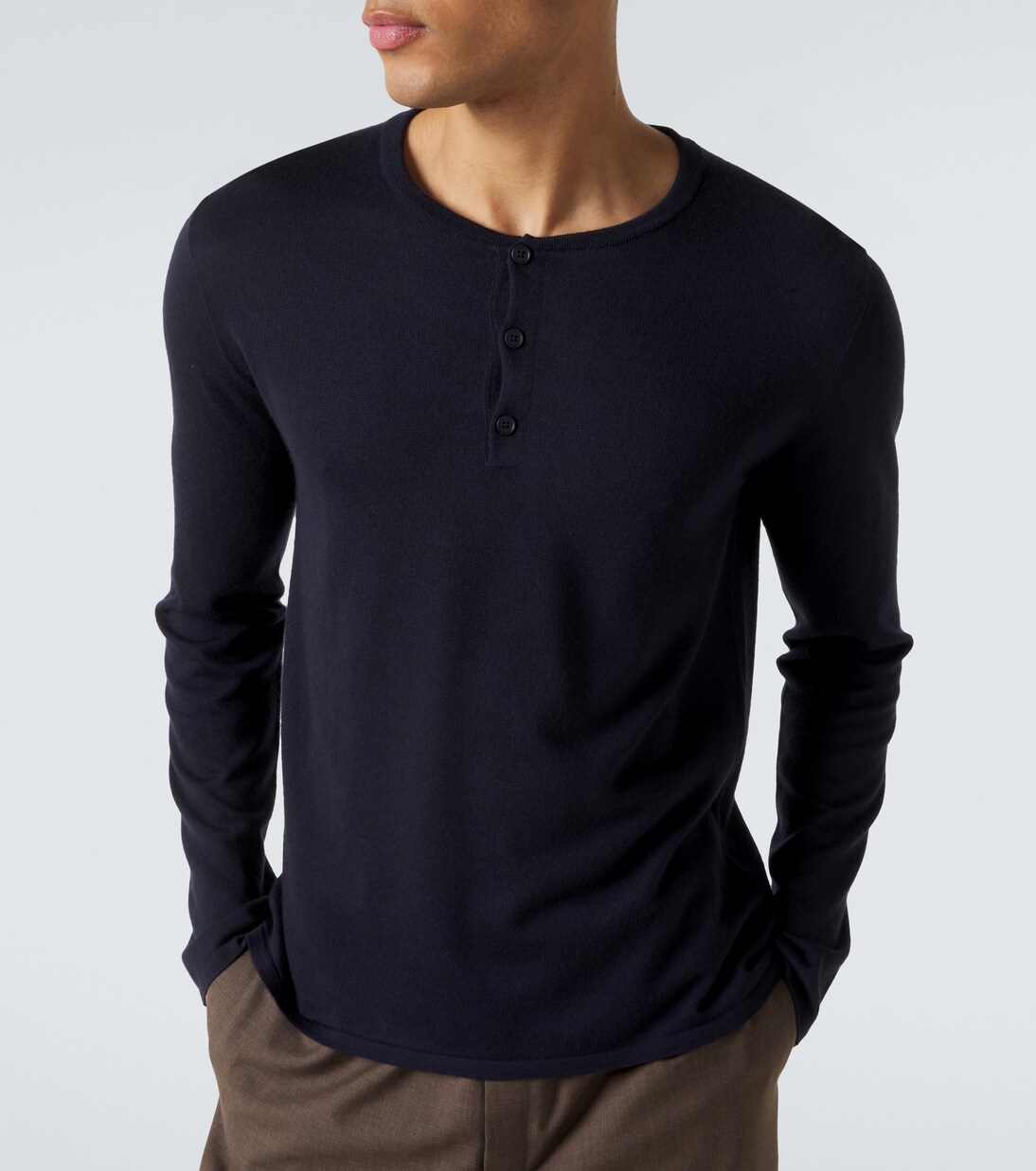 Ayan cashmere and silk Henley shirt | The Row