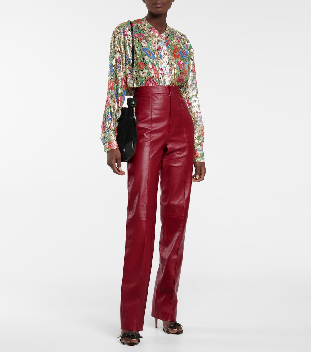 Pantalon Bilirokia à taille haute en cuir | Isabel Marant