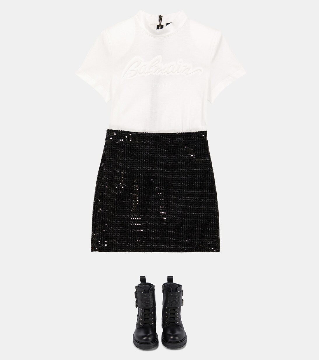 Robe t-shirt en coton à ornements | Balmain Kids