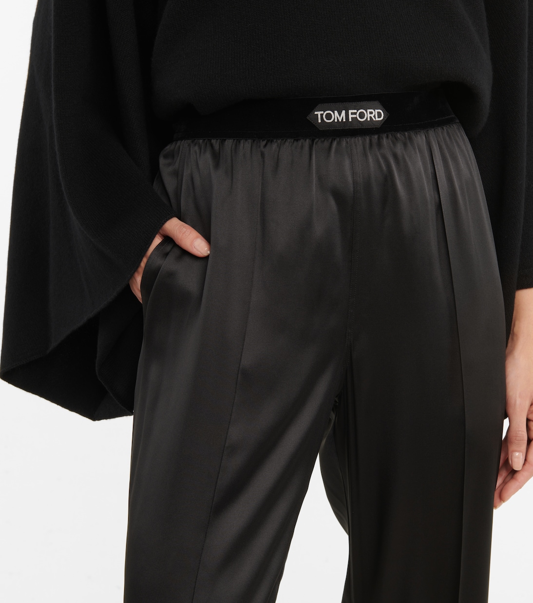 High-rise silk-blend satin pants | Tom Ford