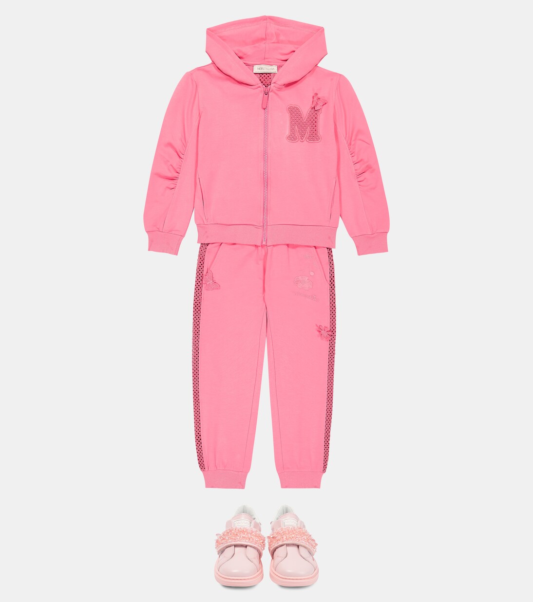 Embroidered cotton-blend hoodie | Monnalisa