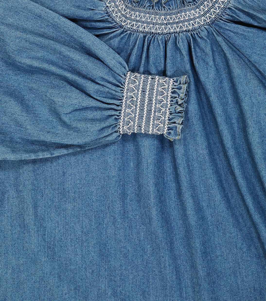 Yuji smocked denim blouse | C'era Una Volta