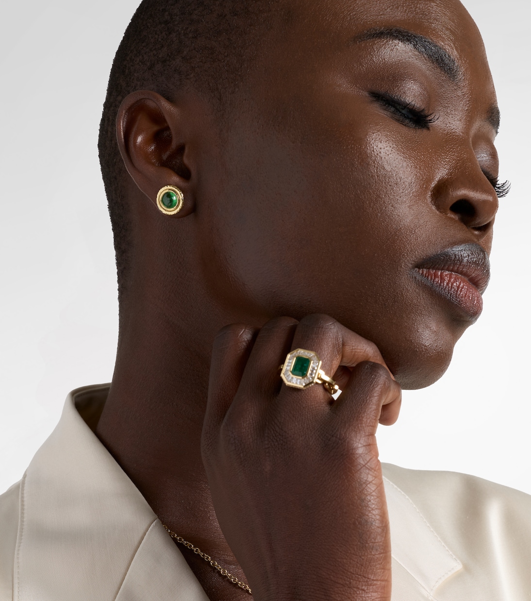 Ohrringe Palm aus 18kt Gelbgold mit Tsavorit | Octavia Elizabeth