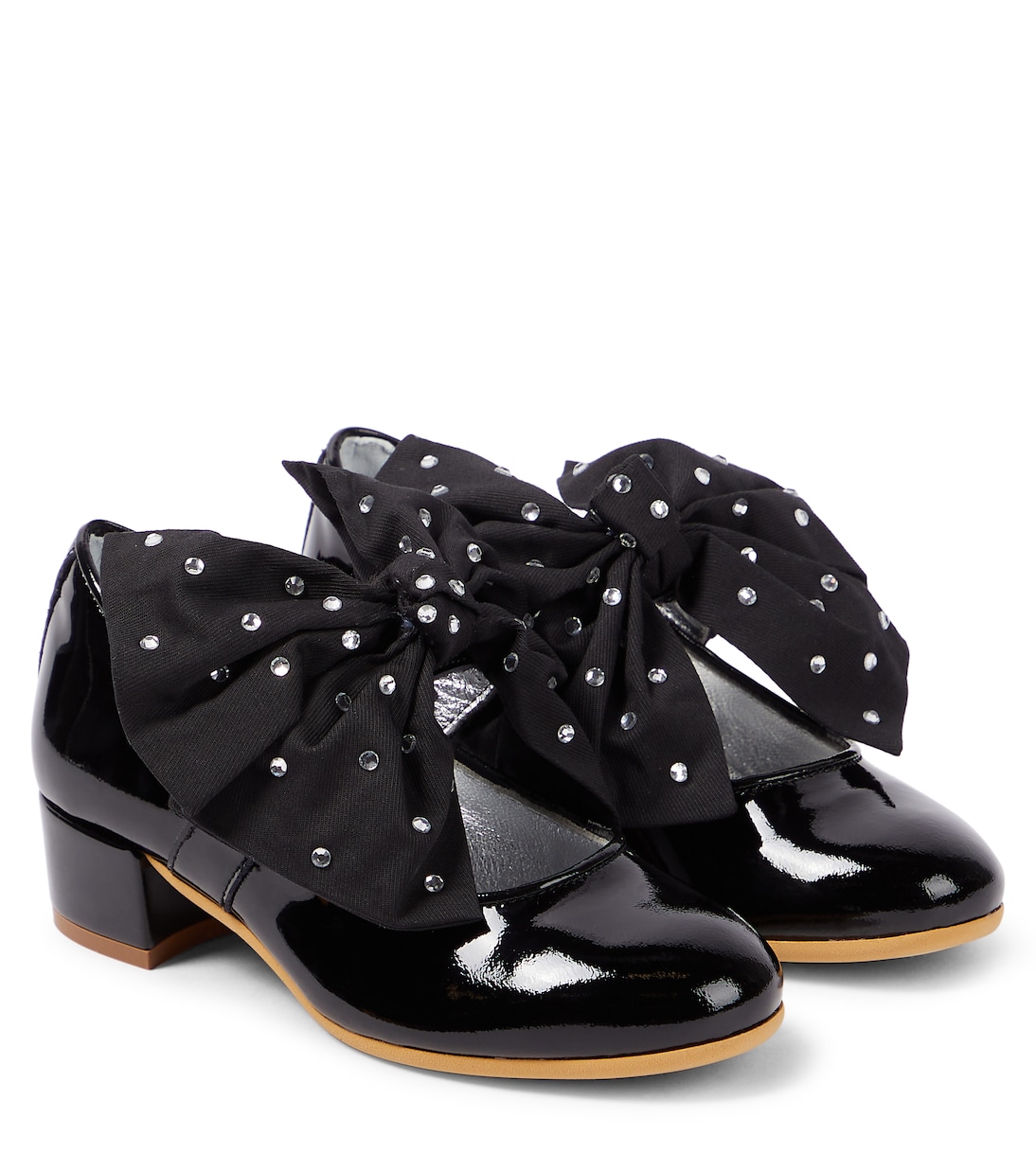 Bow-detail patent leather Mary Jane pumps | Monnalisa