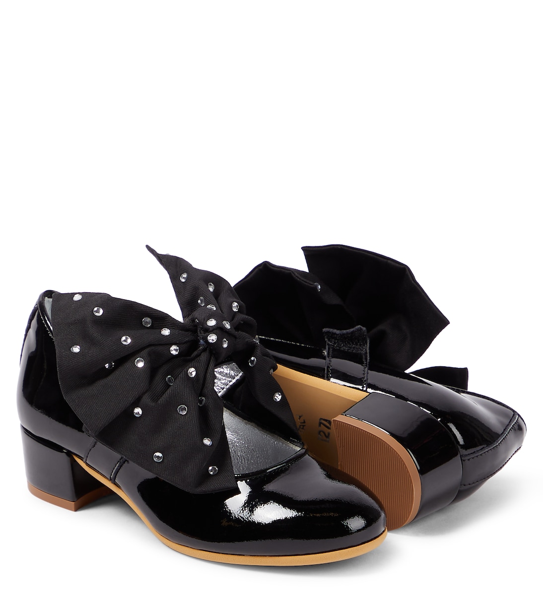 Bow-detail patent leather Mary Jane pumps | Monnalisa