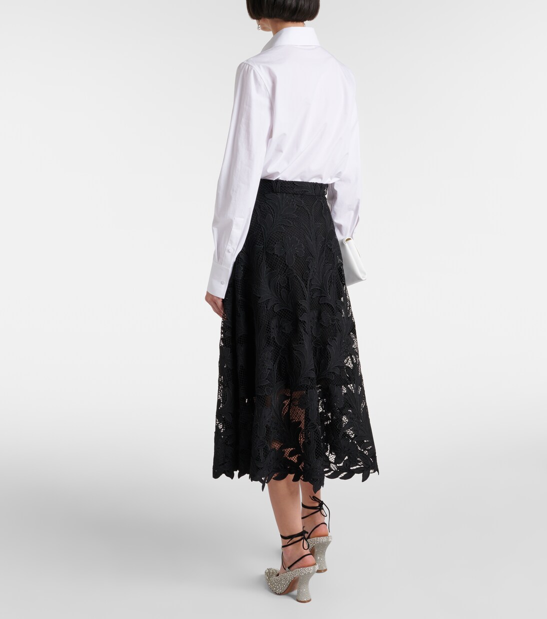Floral guipure lace midi skirt | Oscar de la Renta