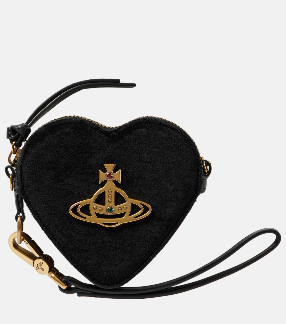 Heart velvet coin purse with strap | Vivienne Westwood