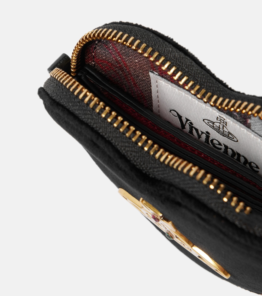 Heart velvet coin purse with strap | Vivienne Westwood