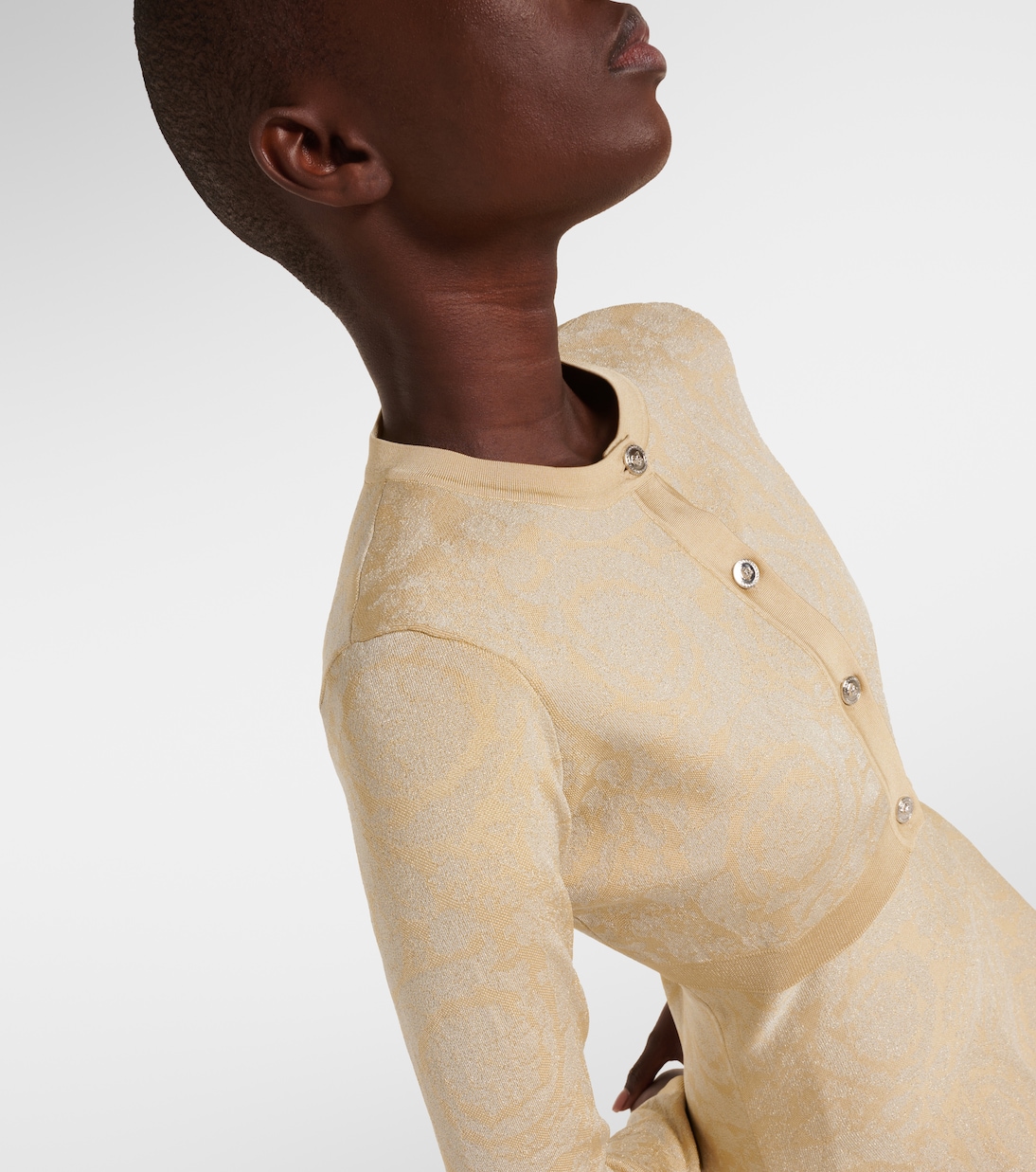 Cropped-Cardigan Barocco aus Lamé | Versace