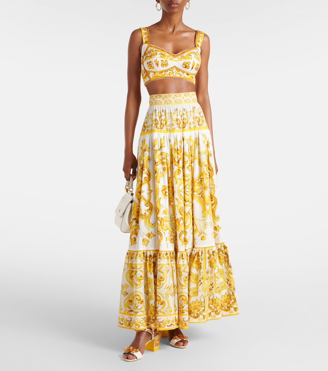 Cropped-Top Majolica aus Popeline | Dolce&Gabbana