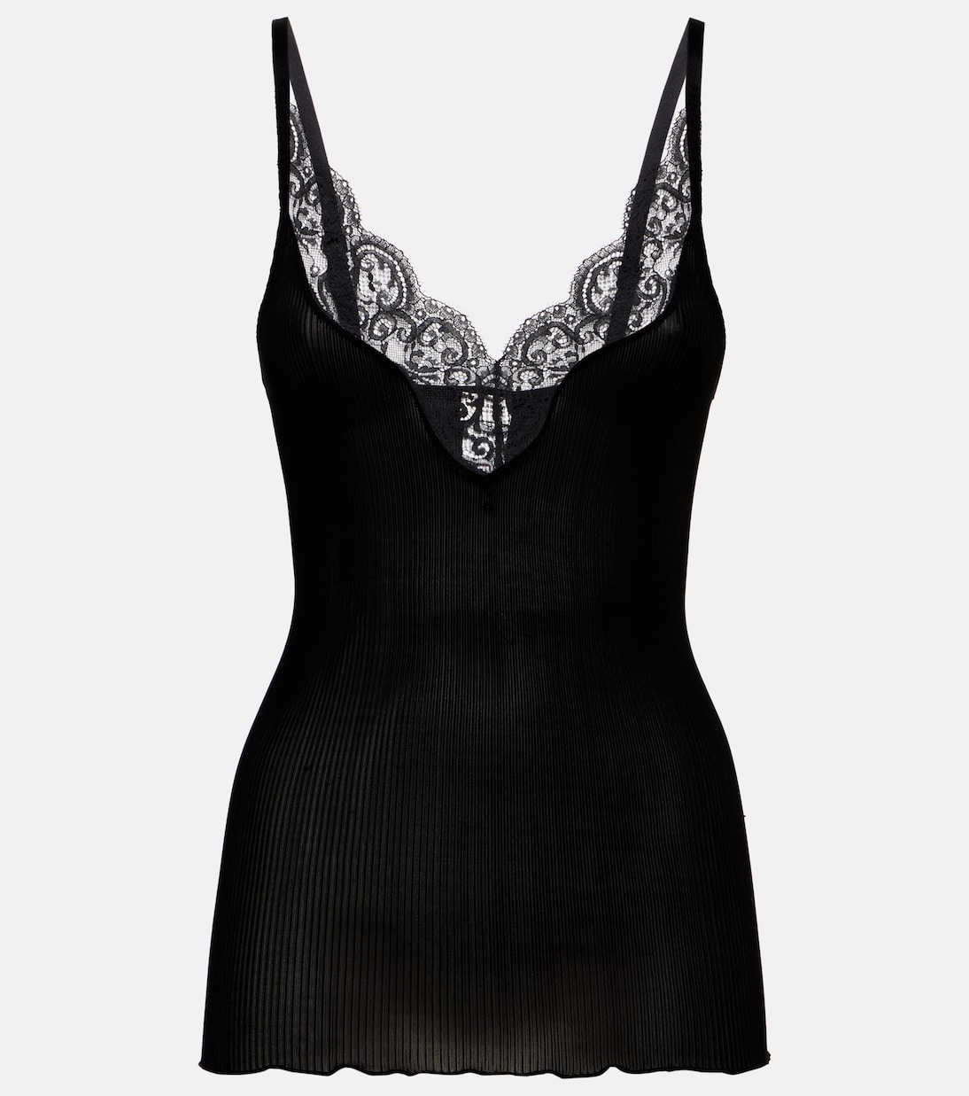 Lace-trimmed silk tank top | Saint Laurent