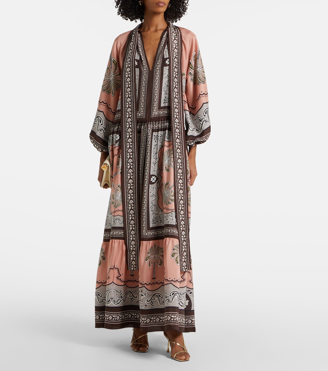 Bedrucktes Maxikleid Athena aus Seide | La DoubleJ