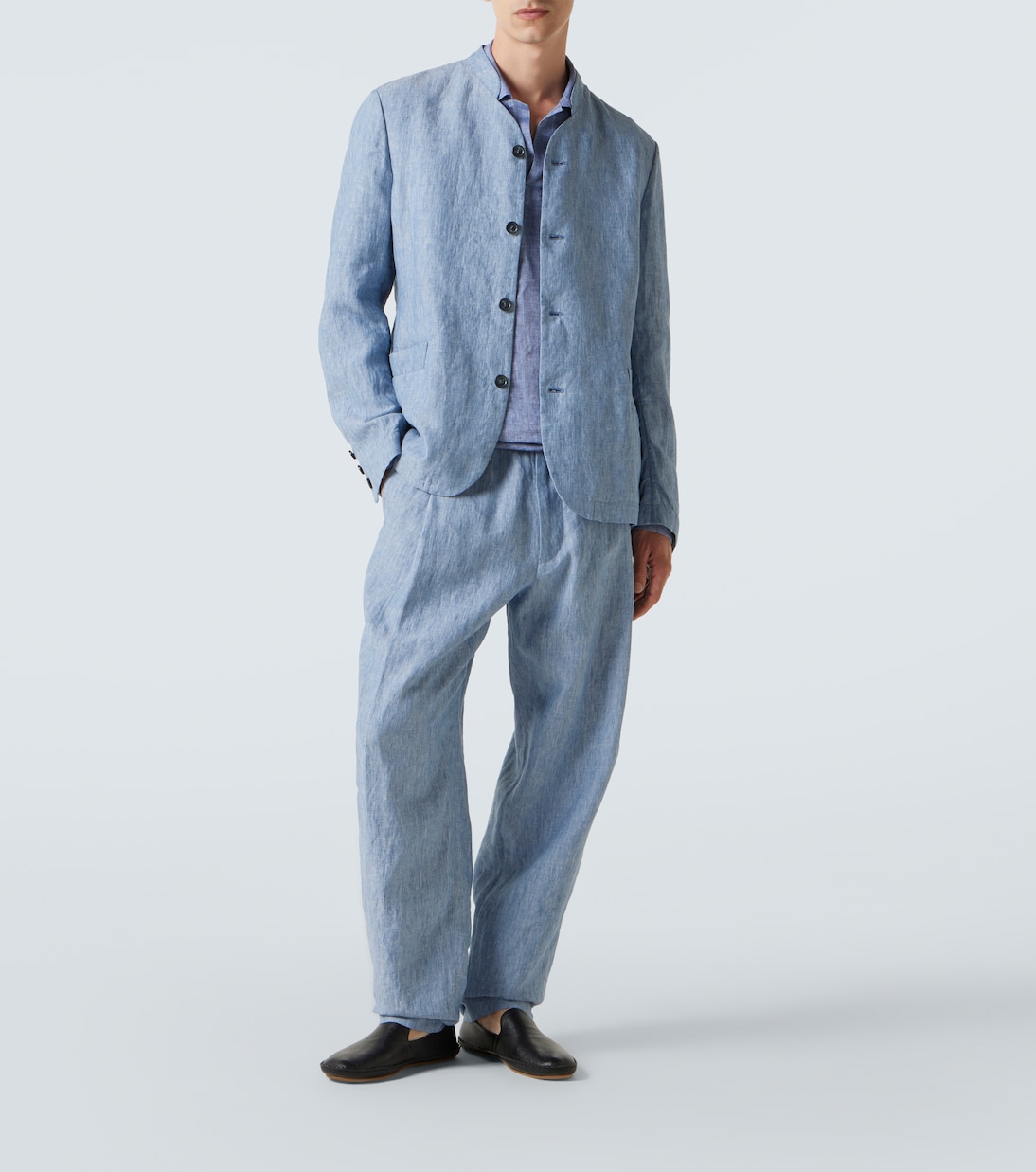 Pantaloni a gamba larga in lino | Giorgio Armani