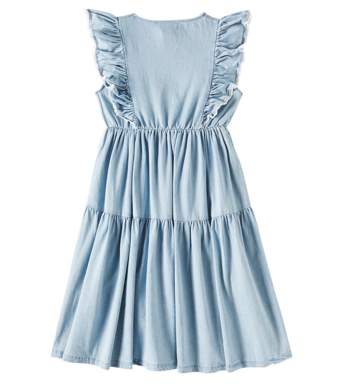 Bella ruffled tiered denim dress | C'era Una Volta