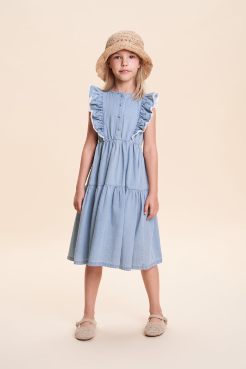 Bella ruffled tiered denim dress | C'era Una Volta