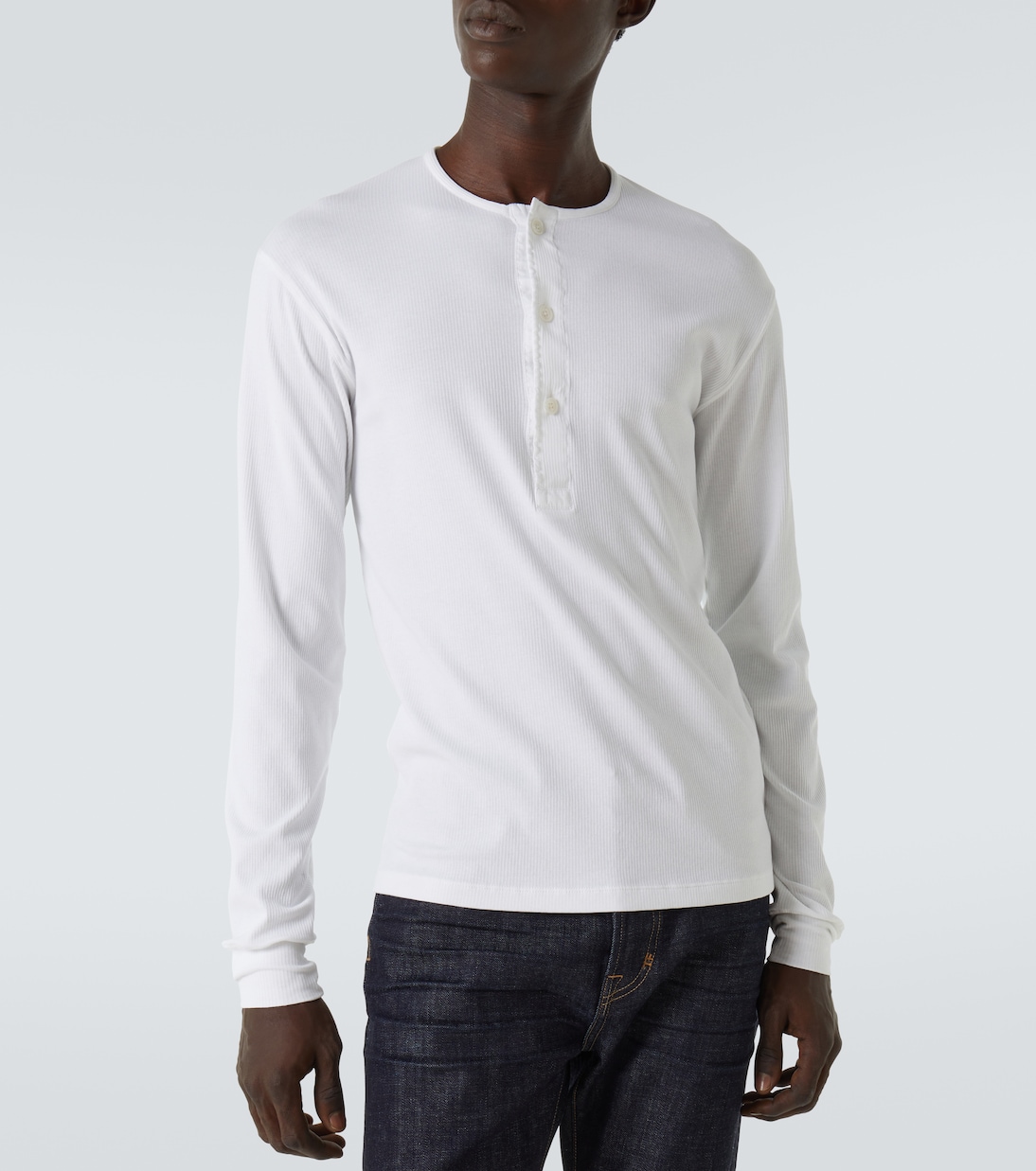 Cotton-blend Henley shirt | Tom Ford