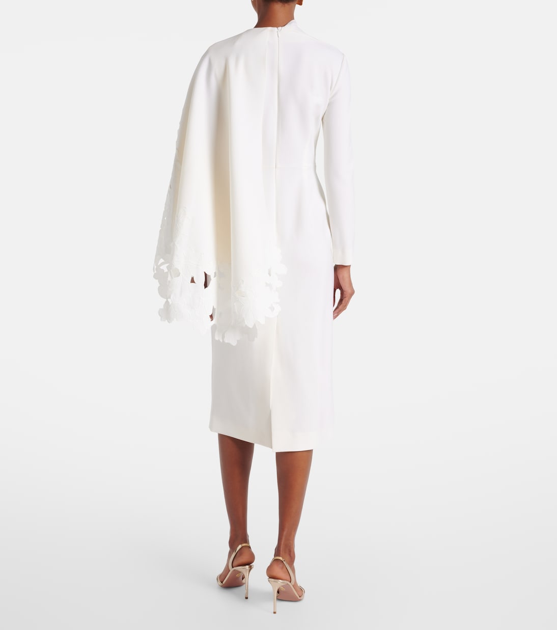 Cape-detail wool-blend midi dress | Oscar de la Renta