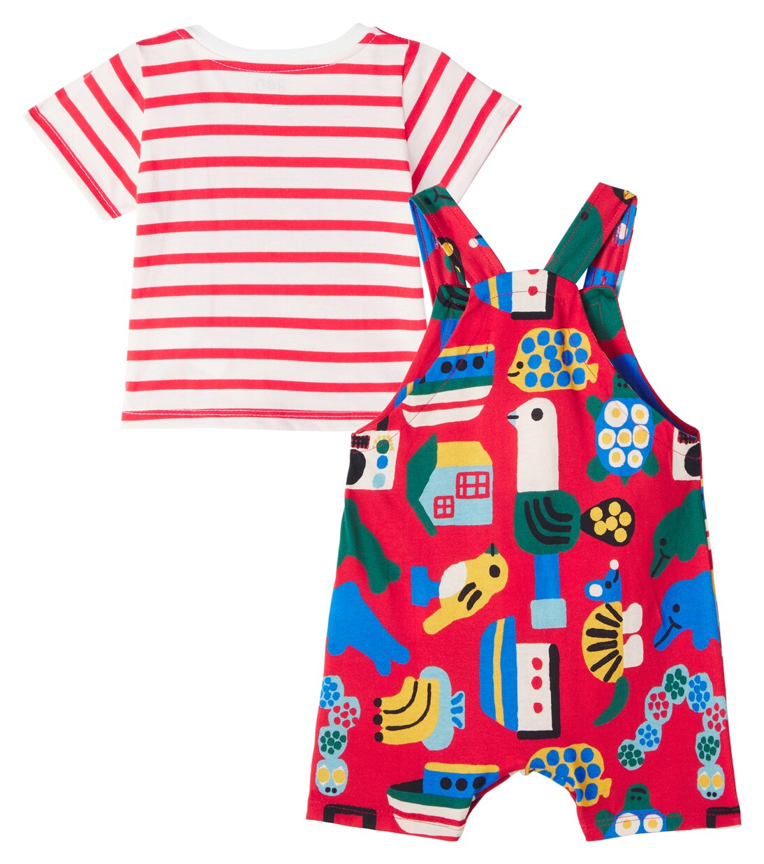 Baby cotton T-shirt and overalls set | Fábula