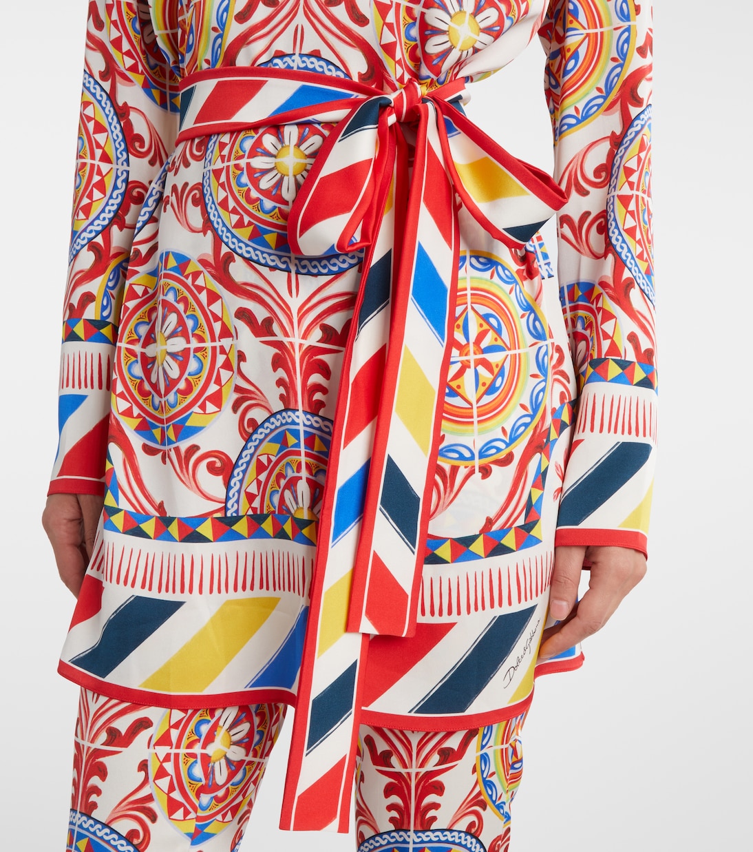 Belted printed silk top | Dolce&Gabbana