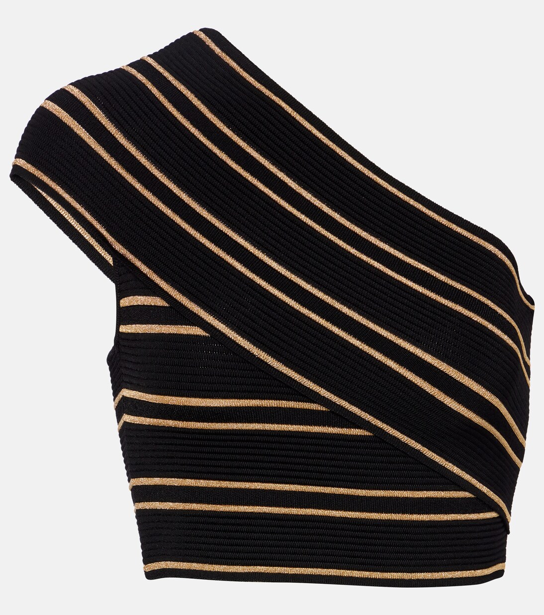 Striped one-shoulder crop top | Balmain