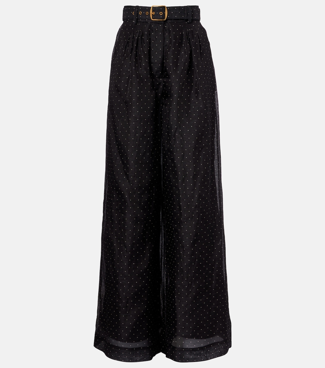 Pantalones anchos de lino y seda a lunares | Zimmermann