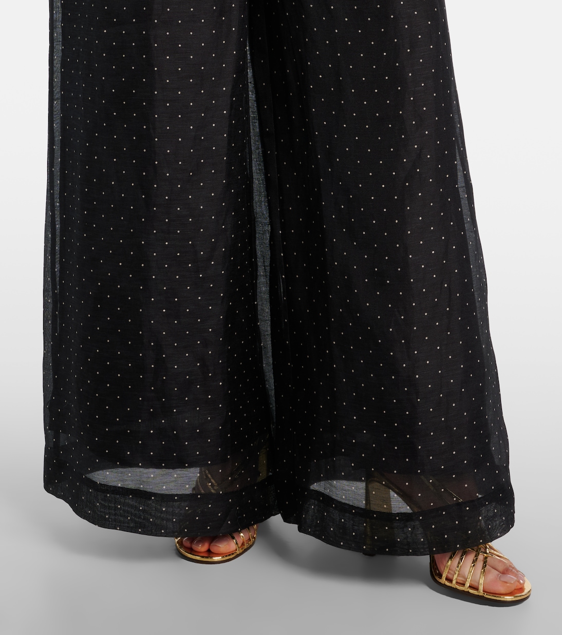 Pantalones anchos de lino y seda a lunares | Zimmermann