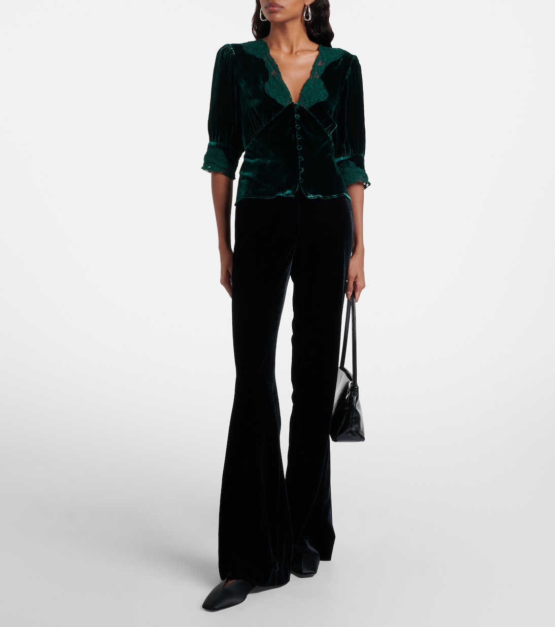 Top Amanda aus Samt mit Spitze | Rixo