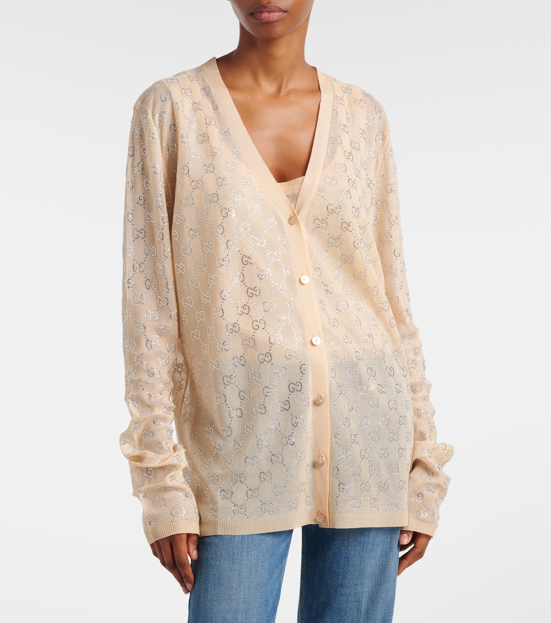 GG embellished silk cardigan | Gucci